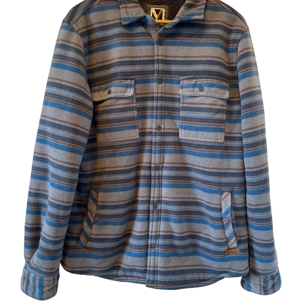 Voyager Sherpa Lined Fleece Blue and Gray Men's Jacket